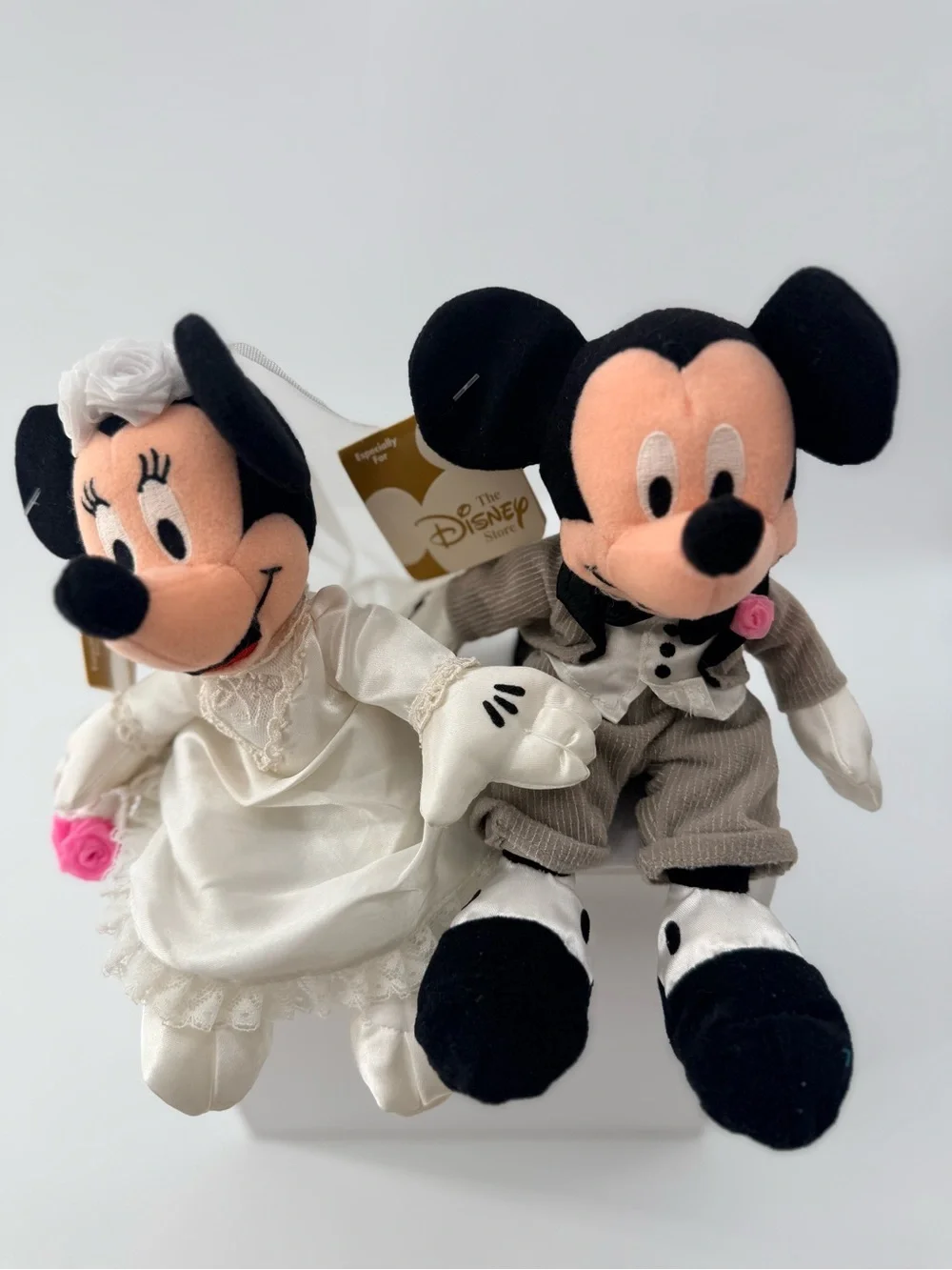 Disney Mickey and Minnie Bride & Groom Plush Duo - Black, White, Pink